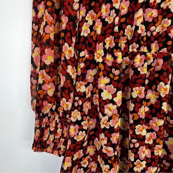 Sanctuary Strawberry Fields Floral Smocked Mock Neck Blouson mini dress - S - Picture 5 of 12